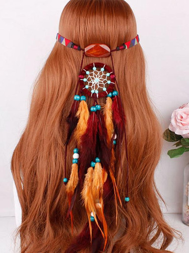 Boho Feather Hair Band Elastic Dream Catcher Headwear