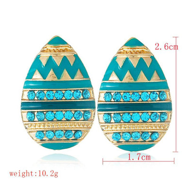 Indian Jewelry Easter Egg Colorful Stripe Zircon Stud Earrings