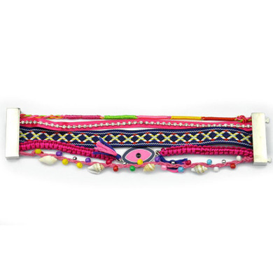 Boho Rainbow Red Multilayers Chain Evil Eye Wrap Wristband Bracelets