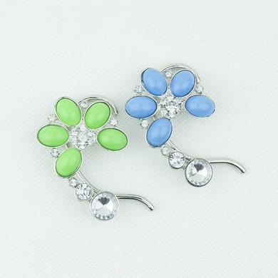 Boho Resin Crystal Flower Cuff Ear Hook Earring