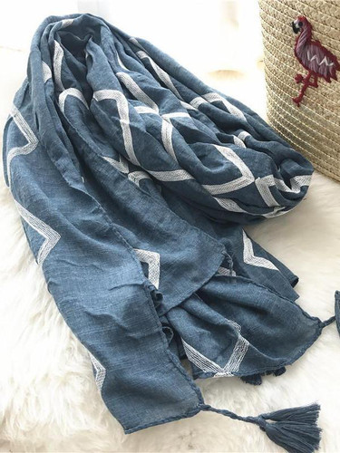 Tassel Autumn Long Cotton And Linen Scarf Shawl
