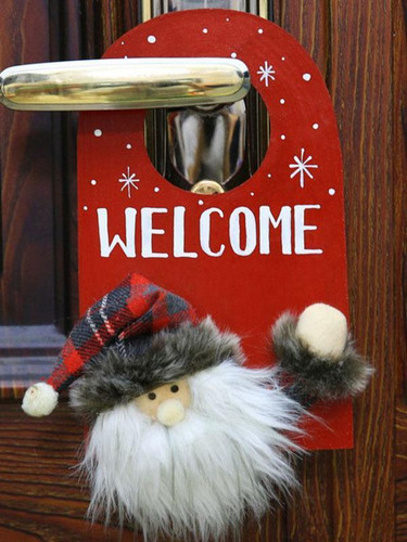 Santa Deer Pattern Door Decor for House Bar Christmas Decoration