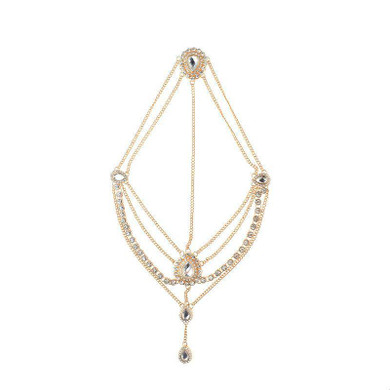 Headwear Jewelry Exaggerated National Style Yoga Accessories Water Drop Gem Tassel Jewelry