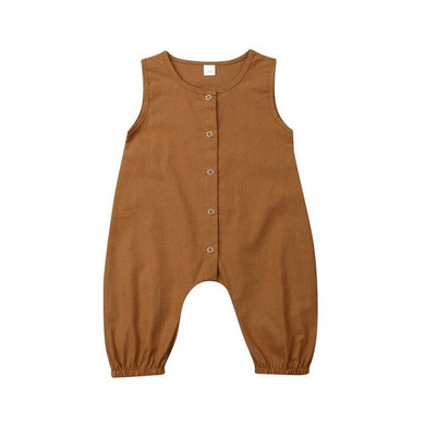 PUDCOCO Cute Kids Newborn Baby Boy Girl Cotton Linen Romper Solid Sleeveless Striped Jumpsuit Outfit Summer Casual Clothes 0-24M