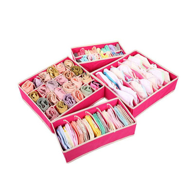 4 pcs/Set Foldable Divider Storage Bra Box Non-woven Fabric Folding Cases Necktie Socks Underwear 4 pcs/Set Foldable Divider Storage Bra Box Non-woven Fabric Folding Cases Necktie Socks Underwear