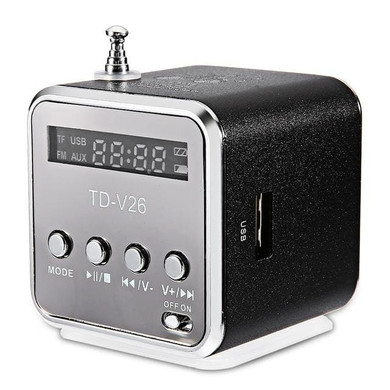 Bluetwos TD - V26 Mini Speaker Micro SD USB Music Player Digital FM Radio Stereo Bass Antenna