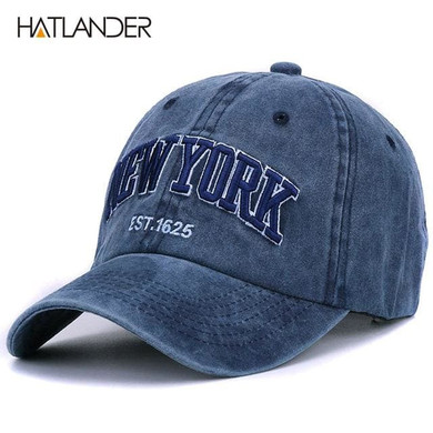 [HATLANDER]Sand washed 100% cotton baseball cap hat for women men vintage dad hat NEW YORK