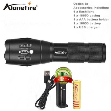 AloneFire E17 XM-L T6 5000LM Aluminum Waterproof Zoomable CREE LED Flashlight Torch light for 18650