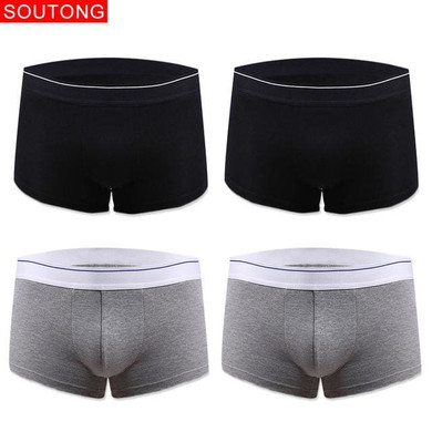 Soutong 4 Pcs/lot Men Underwear Boxers Shorts Cotton Men Boxers Solid Men Soft Underpants Underwear