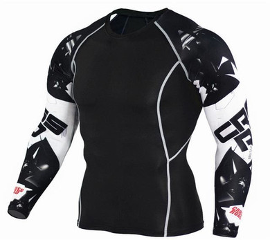 Mens Fitness 3D Prints Long Sleeves T Shirt Men Bodybuilding Skin Tight Thermal Compression Shirts