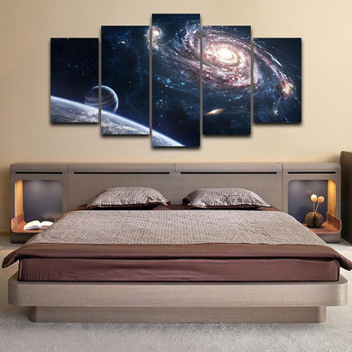 Canvas Home Decoration Pictures Wall Art 5 Pieces Painting Space Planet Printed Modern Modular Poster For Living Room Framework