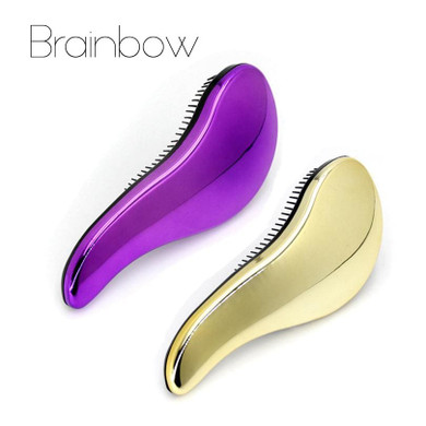 Brainbow 1pc Magic Anti-static Hair Brush Handle Tangle Detangling Comb Shower Electroplate Massage