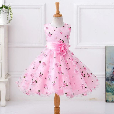 Retail flower dress in sashes for wedding party girls floral print dress first communion dresses Retail flower dress in sashes for wedding party girls floral print dress first communion dresses