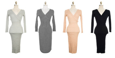 VenusFox Women Knitted V-neck Cotton Skinny Sweater Dress  Slim Bodycon Dress Elegant Sexy Party VenusFox Women Knitted V-neck Cotton Skinny Sweater Dress  Slim Bodycon Dress Elegant Sexy Party