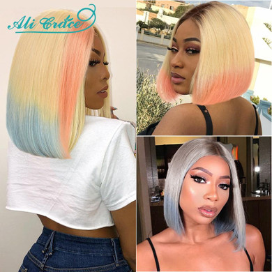Two Tone Lace Front Wigs Pre-plucked Straight