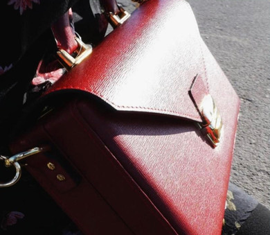 Elegant briefcase BIG , red leather with locks