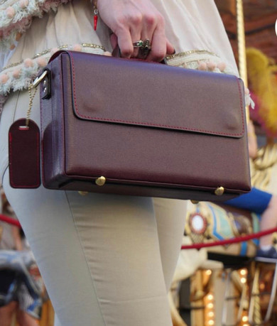 Classic Briefcase leather with locks, burgundy red stitches