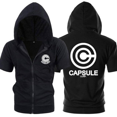 Dragon Capsule Black Zip Up Short Sleeve Hoodie
