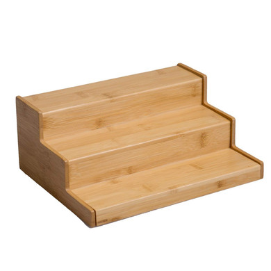 Home Intuition Bamboo 3-Tier Spice Rack Step Shelf Cabinet Organizer