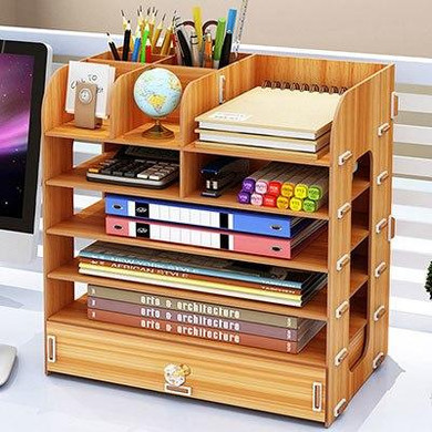 Actionclub DIY Desktop Storage Box Documents Books Storage Shelf Multi-layer Finishing Rack Desktop Book Shelf Office Supplies