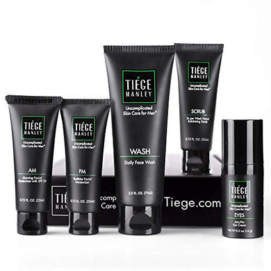 Tiege Hanley Menâs Skin Care System - Level 1 | Mens Routine Product Set: Face Wash, Morning Moisturizer, Exfoliating Face Scrub, Night Moisturizer | Cleanse, Tighten & Hydrate Your Best Looking Skin: Beauty