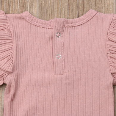 Ruffle Shoulder Long Sleeve Romper