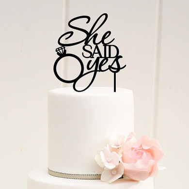 Wedding Cake Topper - She Said Yes (Diamond Ring)
