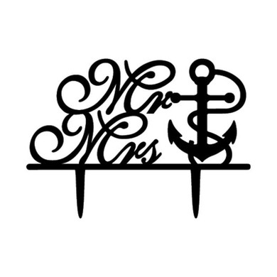 Wedding Cake Topper (Anchor /Navy Theme /Cursive Writing /Creative /Mr Mrs)