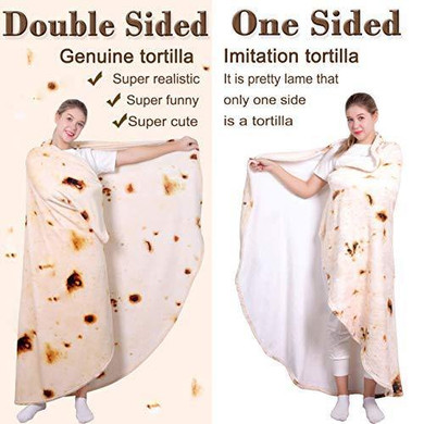 Burritos Tortilla Blanket Double Sided | Funny Throw Blanket | 71 inches Soft Flannel Blanket