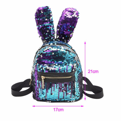 Sequin Bunny Rabbit Small Mini Backpack