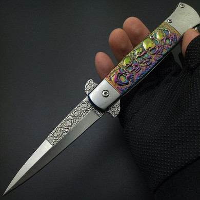 Clip Ghost Skull Hunting Camping Folding Pocket Knife