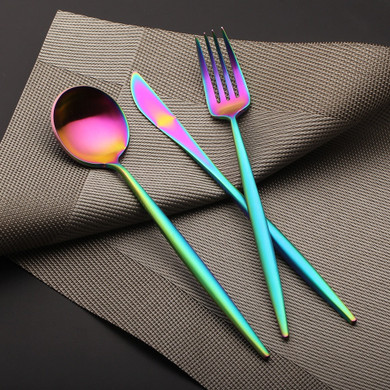 New Stainless Steel Colorful Rainbow Flatware Cutlery Set