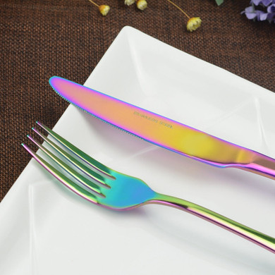 4Pcs Colorful Stainless Steel Western Rainbow Flatware Cutlery Set