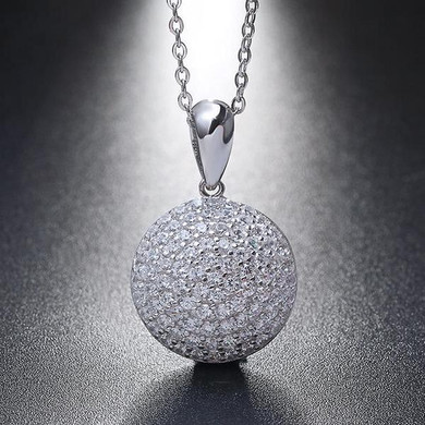 Round 925 Silver CZ Grandma Jewelry Necklace Round 925 Silver CZ Grandma Jewelry Necklace