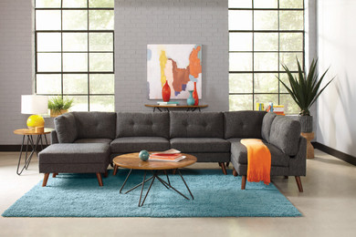 Churchill Tufted Cushion Back Corner Dark Grey And Walnut