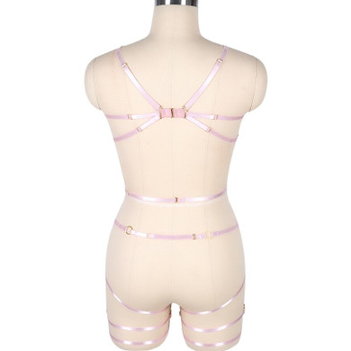 Full Body Pentagram Bondage Harness Bra Goth Fetish Lingerie