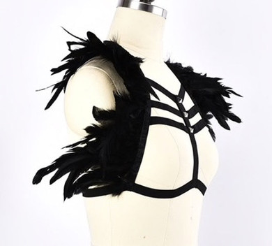 Studded Feather Cage Harness Top