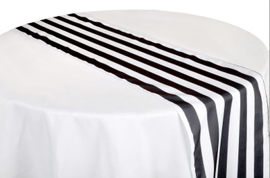Striped Table Runner, 12 Black Striped Table Runner, Black and White Striped Table Runner