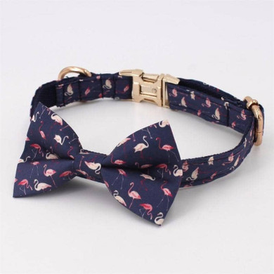 Flamingo Bow-Tie Collar & Leash Set