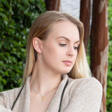 Womens Cross Necklace in Sterling Silver - 14K Gold Plated