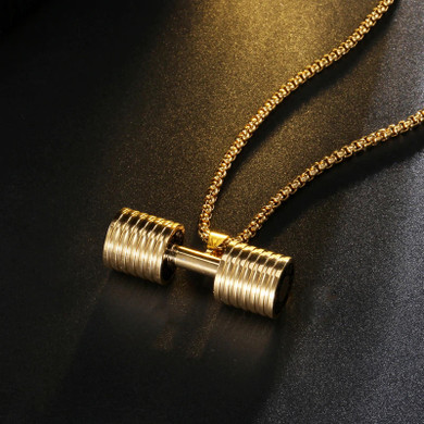 Dumbbell Necklace | Workout Gym Pendant - Silver Gold Black