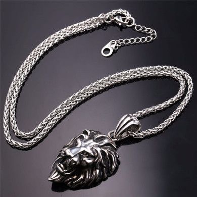 Men's Lion Necklace | Lion Head Pendant - Gold, Silver