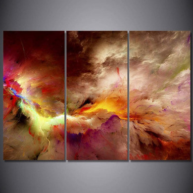 Cosmic Flames Abstract Psychedelic HD Nebula Canvas Art