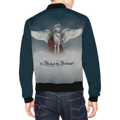 St. Michael the Archangel Men's Bomber Jacket (Navy Blue)