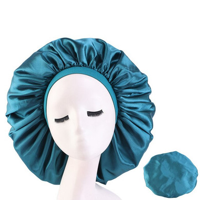 Teal Extra Large Wide Band Silky Bonnet