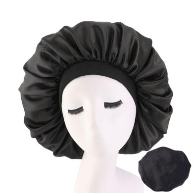 Black Extra Large Wide Band Silky Bonnet