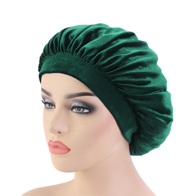Green Velvet Wide Band Bonnet