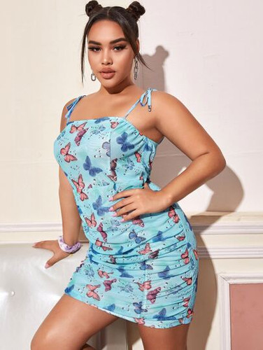 Butterfly ruched mesh cami