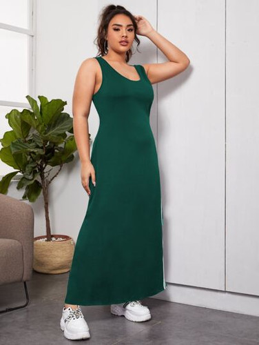 Plus-size split thigh tank dress