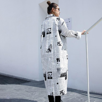 Toriko "Newspaper" print shirt dress